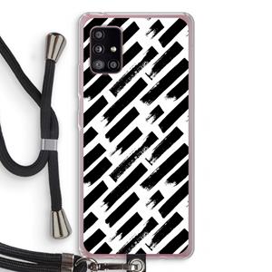 CaseCompany Zwarte vegen: Samsung Galaxy A51 5G Transparant Hoesje met koord