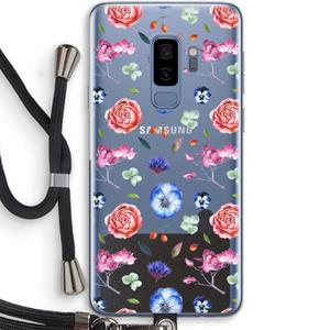 CaseCompany Bloemetjes: Samsung Galaxy S9 Plus Transparant Hoesje met koord