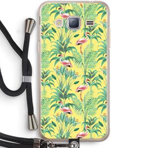 CaseCompany Flamingo party: Samsung Galaxy J3 (2016) Transparant Hoesje met koord