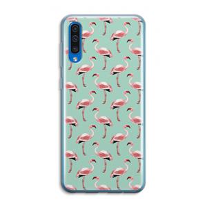 CaseCompany Flamingoprint groen: Samsung Galaxy A50 Transparant Hoesje