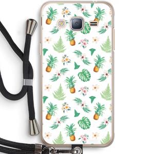 CaseCompany Ananas bladeren: Samsung Galaxy J3 (2016) Transparant Hoesje met koord