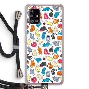 CaseCompany Kleurrijke katten: Samsung Galaxy A51 5G Transparant Hoesje met koord