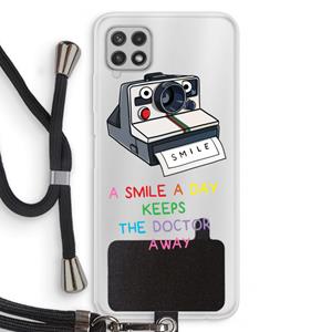 CaseCompany Smile: Samsung Galaxy A22 4G Transparant Hoesje met koord
