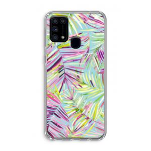 CaseCompany Tropical Palms Blue: Samsung Galaxy M31 Transparant Hoesje