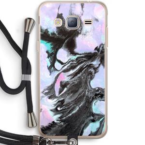 CaseCompany Pastel zwart: Samsung Galaxy J3 (2016) Transparant Hoesje met koord