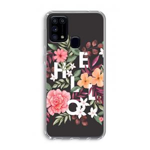 CaseCompany Hello in flowers: Samsung Galaxy M31 Transparant Hoesje
