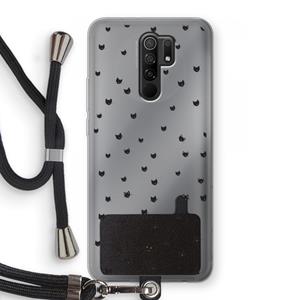 CaseCompany Kleine kattenkopjes: Xiaomi Redmi 9 Transparant Hoesje met koord