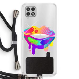 CaseCompany Lip Palette: Samsung Galaxy A22 4G Transparant Hoesje met koord