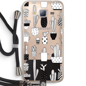 CaseCompany Cactusmotief: Samsung Galaxy J3 (2016) Transparant Hoesje met koord