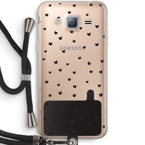 CaseCompany Kleine kattenkopjes: Samsung Galaxy J3 (2016) Transparant Hoesje met koord