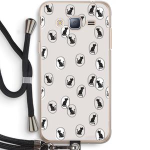 CaseCompany Miauw: Samsung Galaxy J3 (2016) Transparant Hoesje met koord