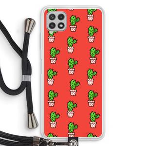 CaseCompany Mini cactus: Samsung Galaxy A22 4G Transparant Hoesje met koord