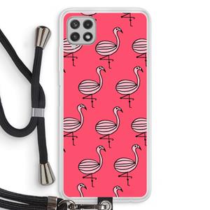 CaseCompany Flamingo: Samsung Galaxy A22 4G Transparant Hoesje met koord