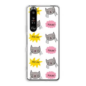 CaseCompany Meow: Sony Xperia 1 III Transparant Hoesje