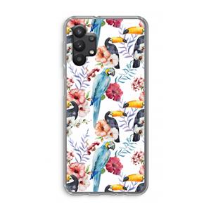 CaseCompany Bloemen tukan: Samsung Galaxy A32 5G Transparant Hoesje