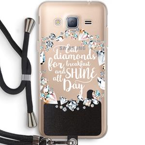 CaseCompany Diamonds: Samsung Galaxy J3 (2016) Transparant Hoesje met koord