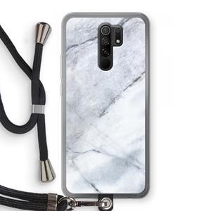 CaseCompany Witte marmer: Xiaomi Redmi 9 Transparant Hoesje met koord