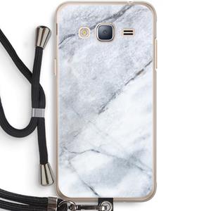 CaseCompany Witte marmer: Samsung Galaxy J3 (2016) Transparant Hoesje met koord