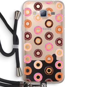 CaseCompany Donuts: Samsung Galaxy J3 (2016) Transparant Hoesje met koord