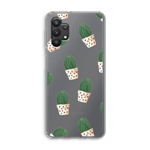 CaseCompany Cactusprint roze: Samsung Galaxy A32 5G Transparant Hoesje