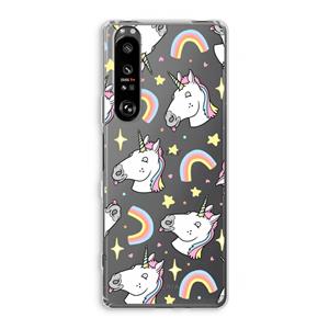 CaseCompany Rainbow Unicorn: Sony Xperia 1 III Transparant Hoesje