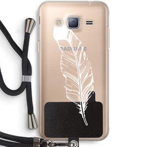 CaseCompany Pluim: Samsung Galaxy J3 (2016) Transparant Hoesje met koord