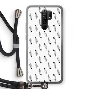 CaseCompany Pluimen: Xiaomi Redmi 9 Transparant Hoesje met koord