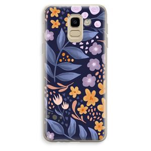 CaseCompany Flowers with blue leaves: Samsung Galaxy J6 (2018) Transparant Hoesje