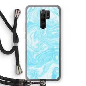 CaseCompany Waterverf blauw: Xiaomi Redmi 9 Transparant Hoesje met koord