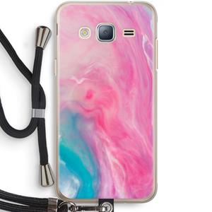 CaseCompany Roze explosie: Samsung Galaxy J3 (2016) Transparant Hoesje met koord