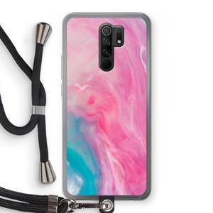 CaseCompany Roze explosie: Xiaomi Redmi 9 Transparant Hoesje met koord