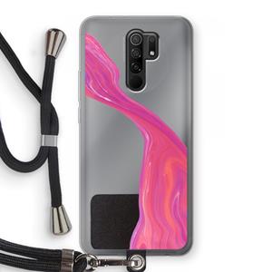 CaseCompany Paarse stroom: Xiaomi Redmi 9 Transparant Hoesje met koord