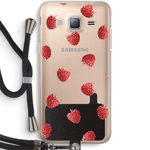 CaseCompany Framboosjes: Samsung Galaxy J3 (2016) Transparant Hoesje met koord
