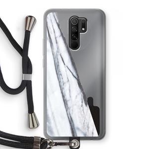 CaseCompany Gestreepte marmer: Xiaomi Redmi 9 Transparant Hoesje met koord