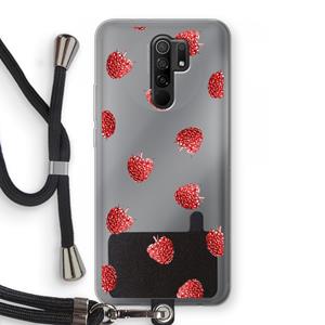 CaseCompany Framboosjes: Xiaomi Redmi 9 Transparant Hoesje met koord