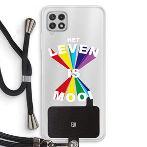 CaseCompany Het Leven Is Mooi: Samsung Galaxy A22 4G Transparant Hoesje met koord