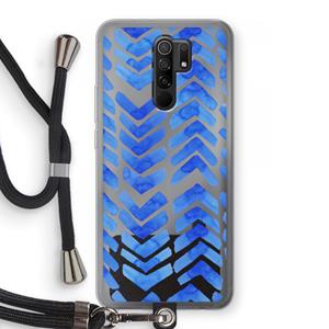 CaseCompany Blauwe pijlen: Xiaomi Redmi 9 Transparant Hoesje met koord