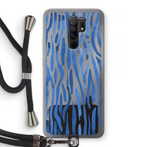 CaseCompany Blauwe nerven: Xiaomi Redmi 9 Transparant Hoesje met koord