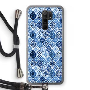 CaseCompany Blauw motief: Xiaomi Redmi 9 Transparant Hoesje met koord