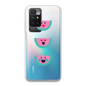 CaseCompany Smiley watermeloen: Xiaomi Redmi 10 Transparant Hoesje