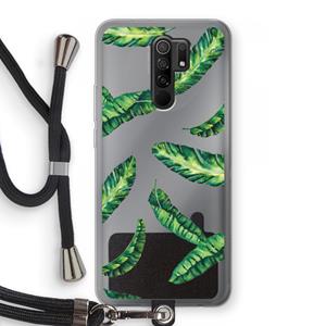 CaseCompany Lange bladeren: Xiaomi Redmi 9 Transparant Hoesje met koord