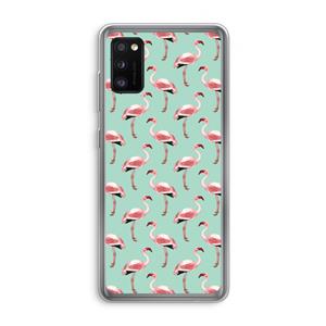 CaseCompany Flamingoprint groen: Samsung Galaxy A41 Transparant Hoesje