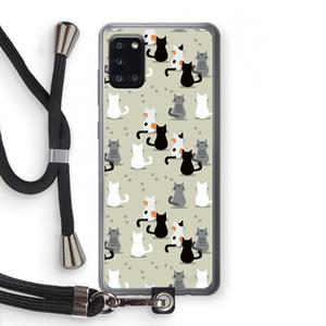 CaseCompany Katten: Samsung Galaxy A31 Transparant Hoesje met koord