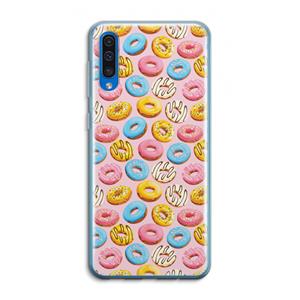 CaseCompany Pink donuts: Samsung Galaxy A50 Transparant Hoesje