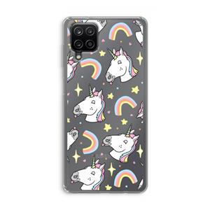 CaseCompany Rainbow Unicorn: Samsung Galaxy A12 Transparant Hoesje