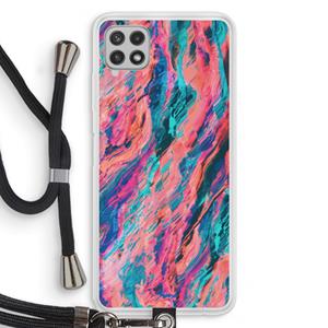 CaseCompany Electric Times: Samsung Galaxy A22 4G Transparant Hoesje met koord