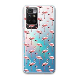 CaseCompany Flamingoprint groen: Xiaomi Redmi 10 Transparant Hoesje