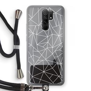 CaseCompany Geometrische lijnen wit: Xiaomi Redmi 9 Transparant Hoesje met koord