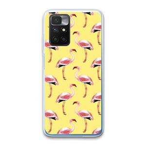 CaseCompany Flamingo's geel: Xiaomi Redmi 10 Transparant Hoesje