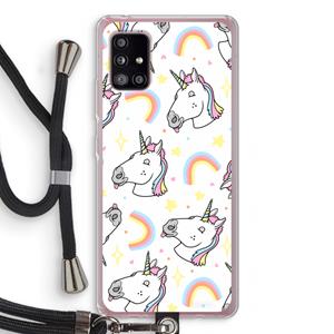 CaseCompany Rainbow Unicorn: Samsung Galaxy A51 5G Transparant Hoesje met koord